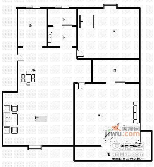 澳林生活广场2室2厅1卫64㎡户型图