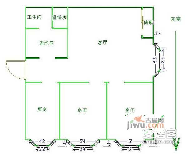 达美广场2室2厅1卫106㎡户型图