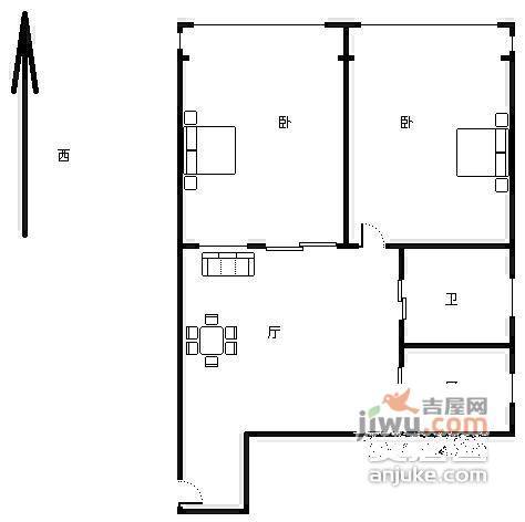 达美广场2室2厅1卫106㎡户型图