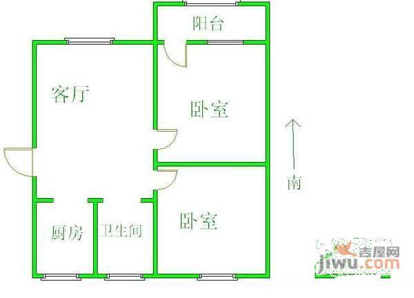 海棠花园2室1厅1卫60㎡户型图