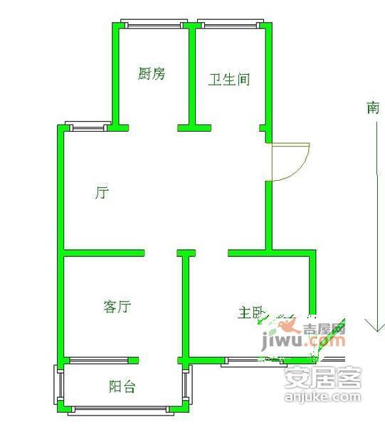 海棠花园2室1厅1卫60㎡户型图