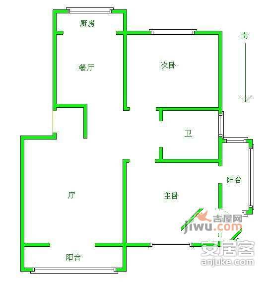 盘锦花园2室1厅1卫93㎡户型图