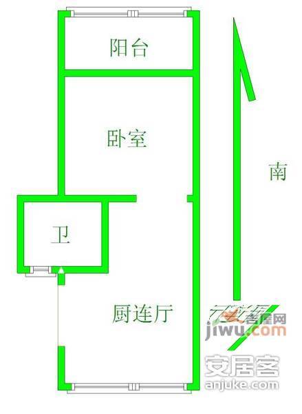 华保新寓1室1厅1卫43㎡户型图