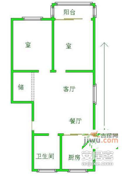 华保新寓2室2厅1卫65㎡户型图