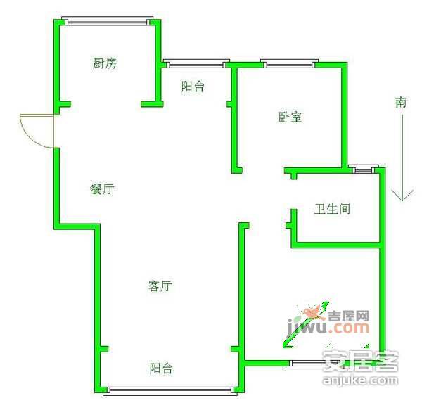 桂美颂2室2厅1卫106㎡户型图