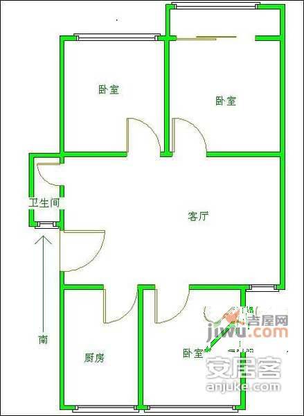 新金贸花园3室2厅1卫140㎡户型图