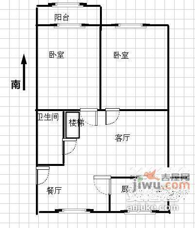 新金贸花园2室2厅1卫84㎡户型图