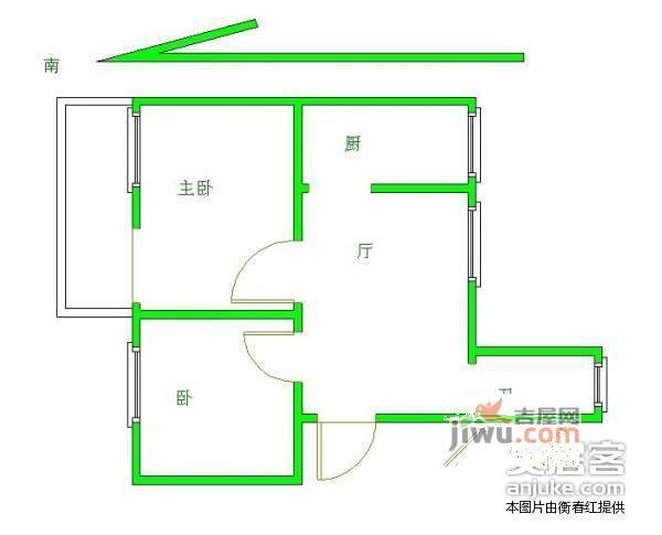 杨庄西村小区2室1厅1卫59㎡户型图