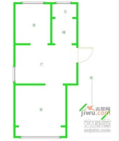 虎啸花园2室1厅1卫57㎡户型图