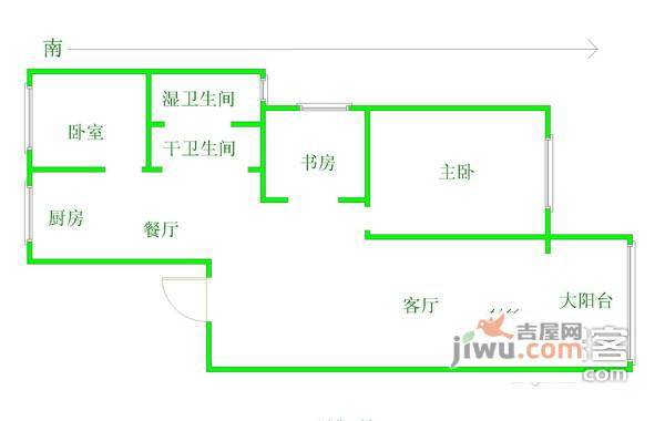 澳丽嘉园3室2厅1卫户型图