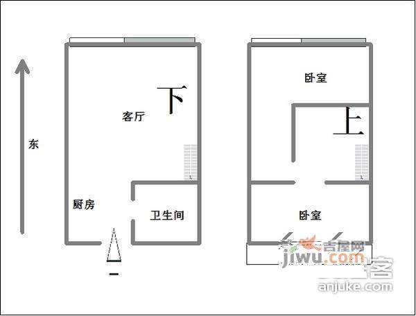 澳丽嘉园2室2厅1卫52㎡户型图