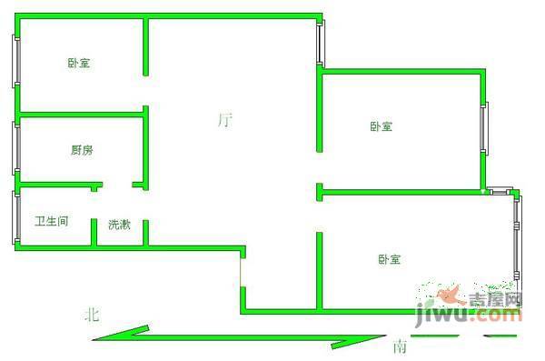 新华五村3室2厅1卫115㎡户型图