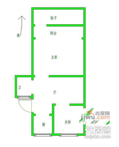 石婆婆巷小区2室1厅1卫52㎡户型图