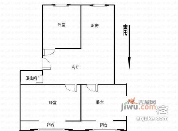 石婆婆巷小区3室1厅1卫83㎡户型图