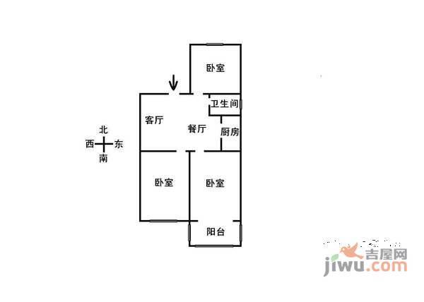 瑞金北村3室2厅1卫户型图