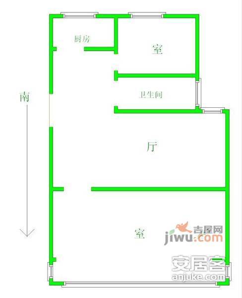 瑞金北村2室1厅1卫66㎡户型图