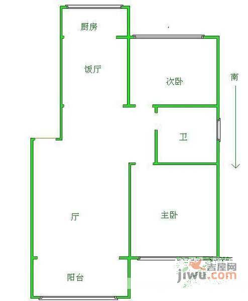 月牙湖花园2室2厅1卫94㎡户型图