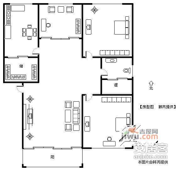 月牙湖花园3室2厅1卫198㎡户型图