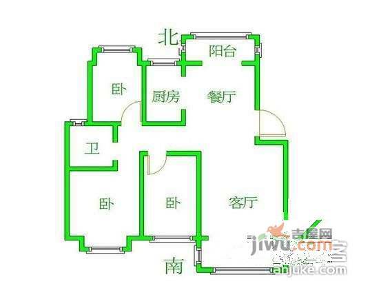 市政天元城花语座3室2厅2卫142㎡户型图