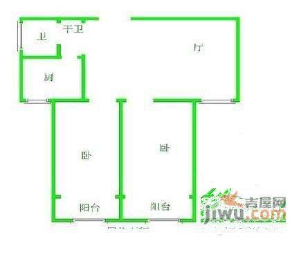 市政天元城花语座2室1厅1卫75㎡户型图