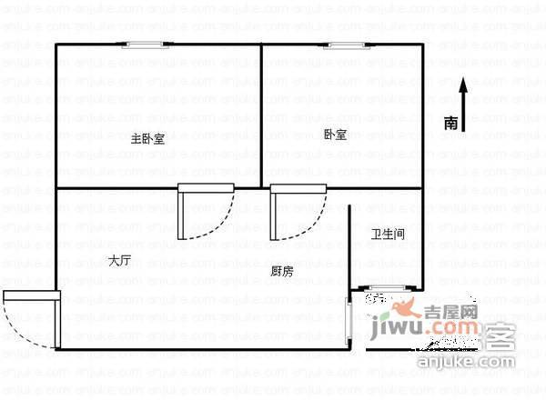 市政天元城花语座2室1厅1卫75㎡户型图