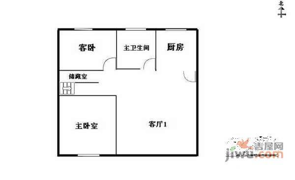 市政天元城花语座2室2厅1卫75㎡户型图