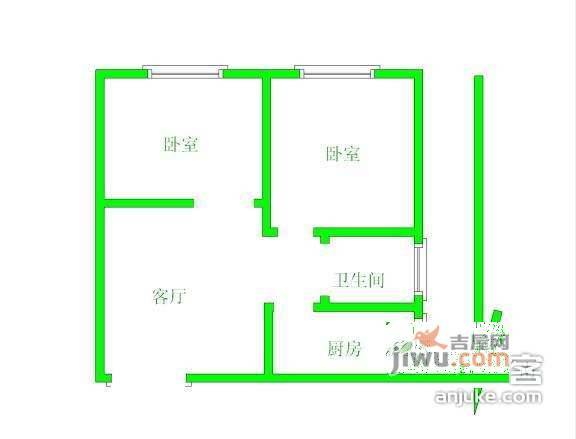 市政天元城花语座2室1厅1卫75㎡户型图