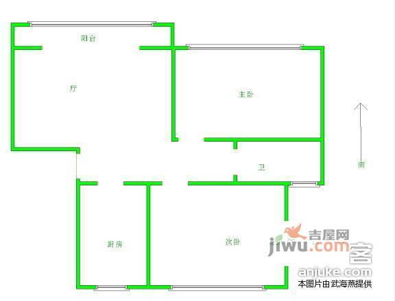 市政天元城花语座2室2厅2卫56㎡户型图