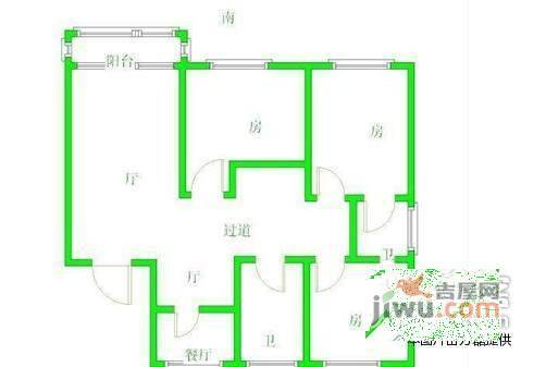 市政天元城花语座2室2厅2卫56㎡户型图