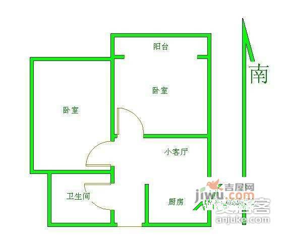 高云岭小区2室1厅1卫54㎡户型图