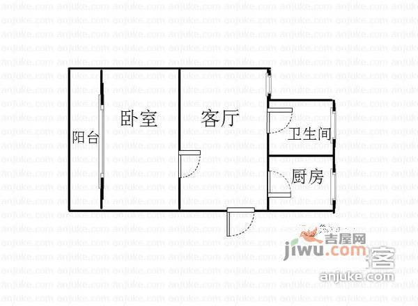 城南新村1室1厅1卫54㎡户型图