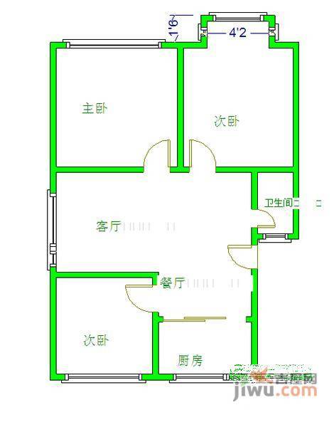 城南新村3室1厅1卫95㎡户型图