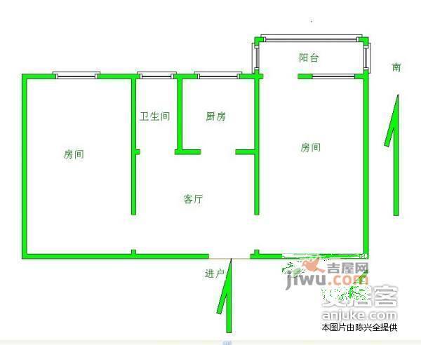 一枝园小区2室1厅1卫50㎡户型图