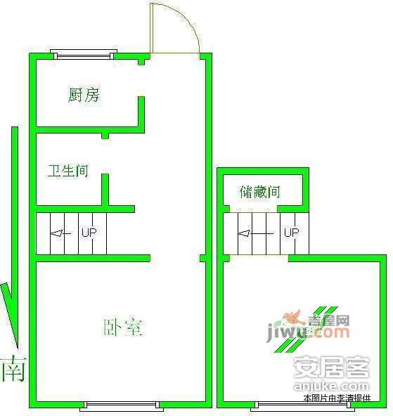 工人新村2室1厅1卫62㎡户型图