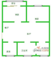 长江花园2室1厅1卫59㎡户型图