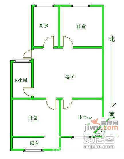 长江花园3室2厅2卫户型图