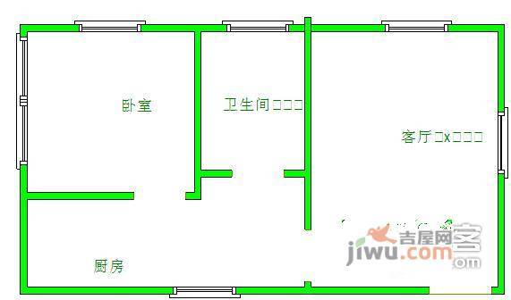 广州路小区1室1厅1卫53㎡户型图