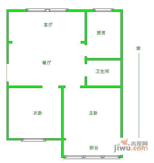 晓山北村2室2厅1卫93㎡户型图