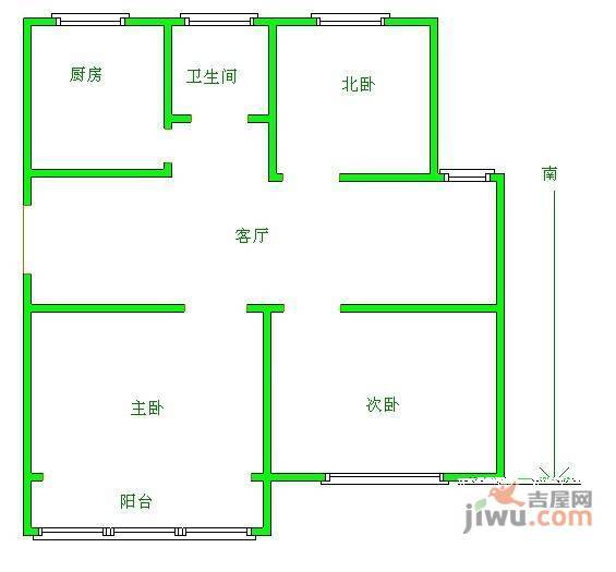 晓山北村3室1厅1卫96㎡户型图