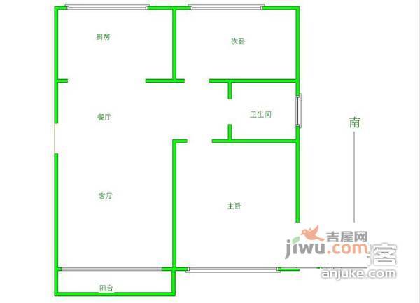 长阳花园2室2厅1卫105㎡户型图