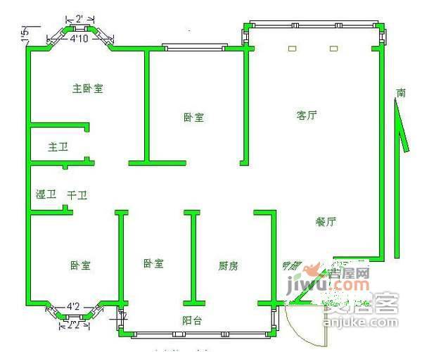 枫丹白露城市花园4室2厅2卫179㎡户型图