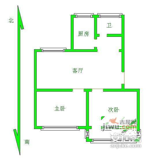 草芳新苑2室2厅1卫90㎡户型图