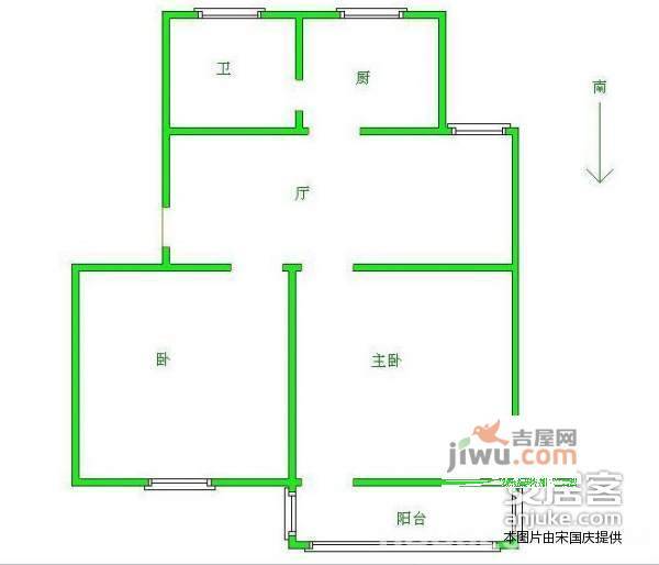 草芳新苑2室1厅1卫70㎡户型图