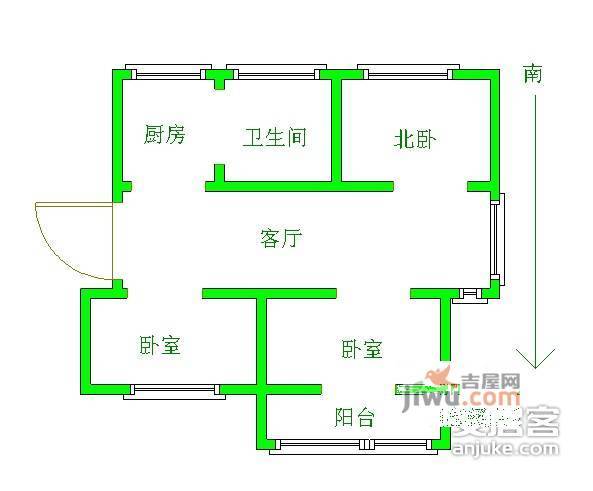 草芳新苑3室2厅1卫102㎡户型图