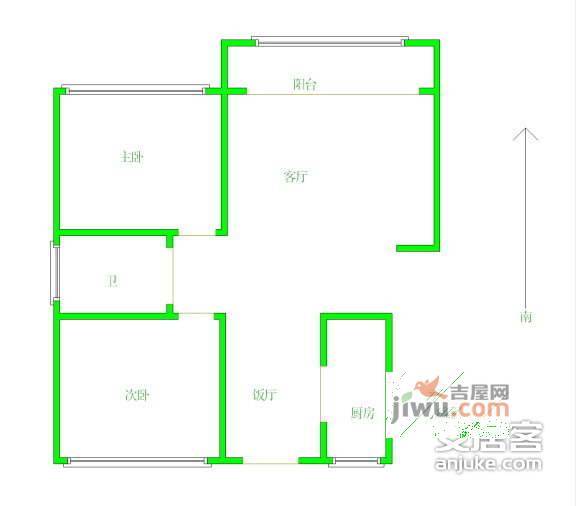 翠屏清华园2室1厅1卫户型图