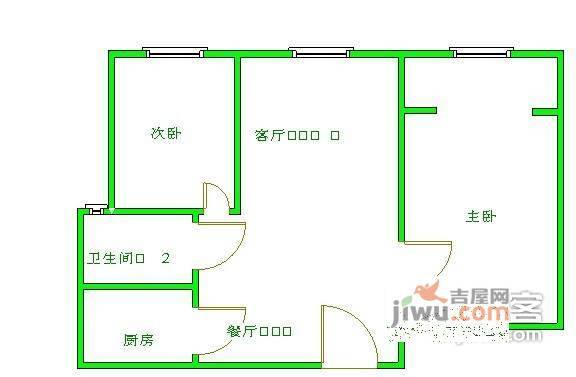 浦洲花园2室2厅1卫106㎡户型图