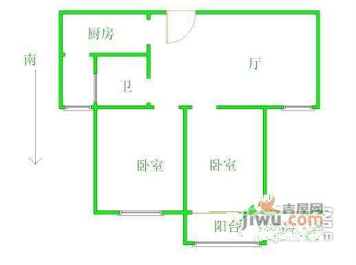 亚东国际公寓2室2厅1卫90㎡户型图