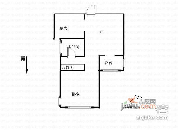 万科金域缇香1室2厅1卫72㎡户型图