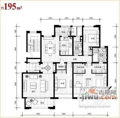 万科金域缇香3室2厅2卫195㎡户型图