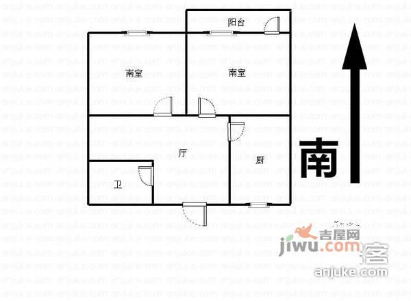 佛心桥小区2室1厅1卫67㎡户型图